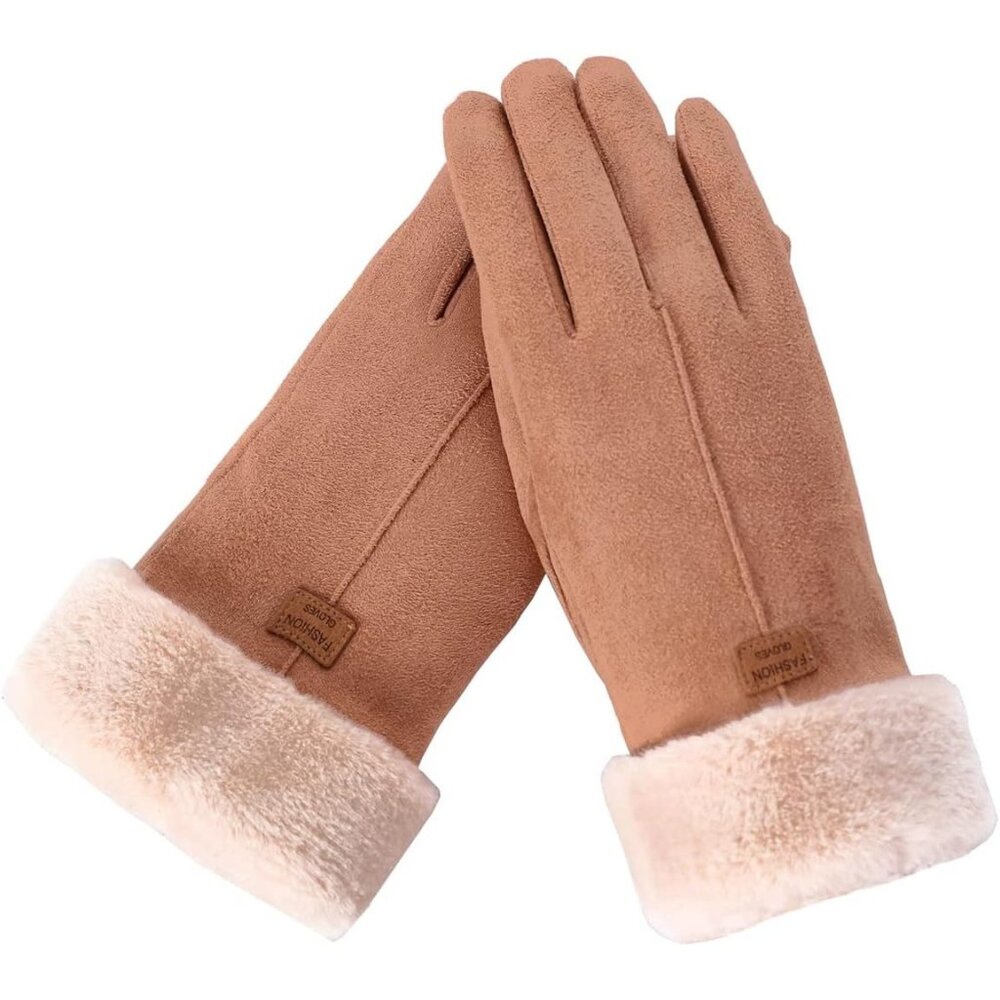 Women's Khaki Cold Weather Warm Ladies Girls‎ Ski Snow Gloves Touch Screen